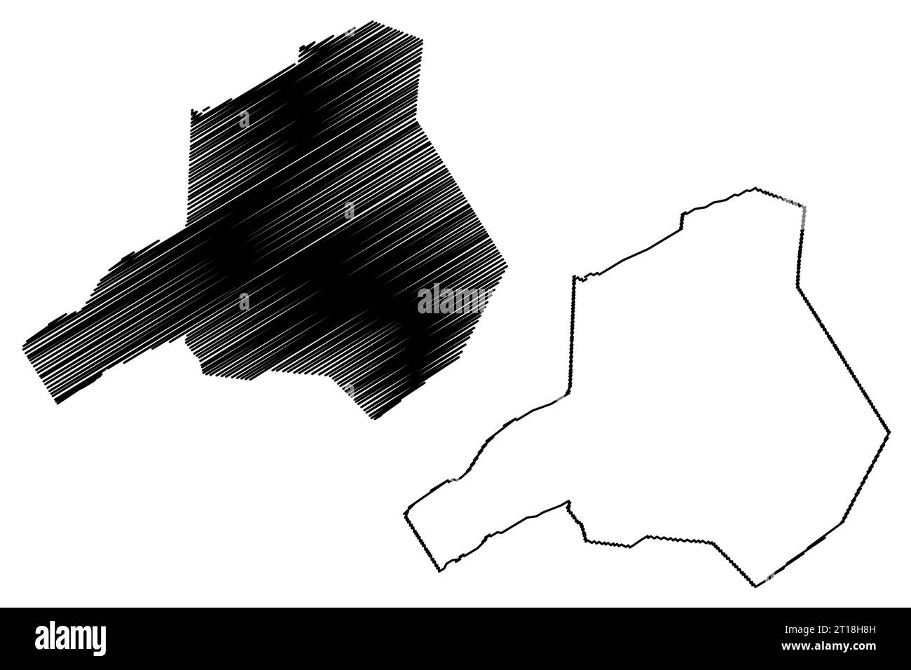 Illustrazione vettoriale della mappa del comune di Oststellingwerf (Regno dei Paesi Bassi, Olanda, Frisia o provincia del Frisia), schizzo di scrittura Ooststellin Illustrazione Vettoriale