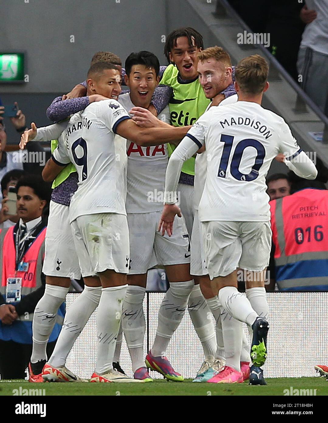 GOL 1-0, Son Heung-min della celebrazione del gol del Tottenham Hotspur. - Tottenham Hotspur contro Liverpool, Premier League, Tottenham Hotspur Stadium, Londra, Regno Unito - 30 settembre 2023. Solo per uso editoriale - si applicano le restrizioni DataCo Foto Stock