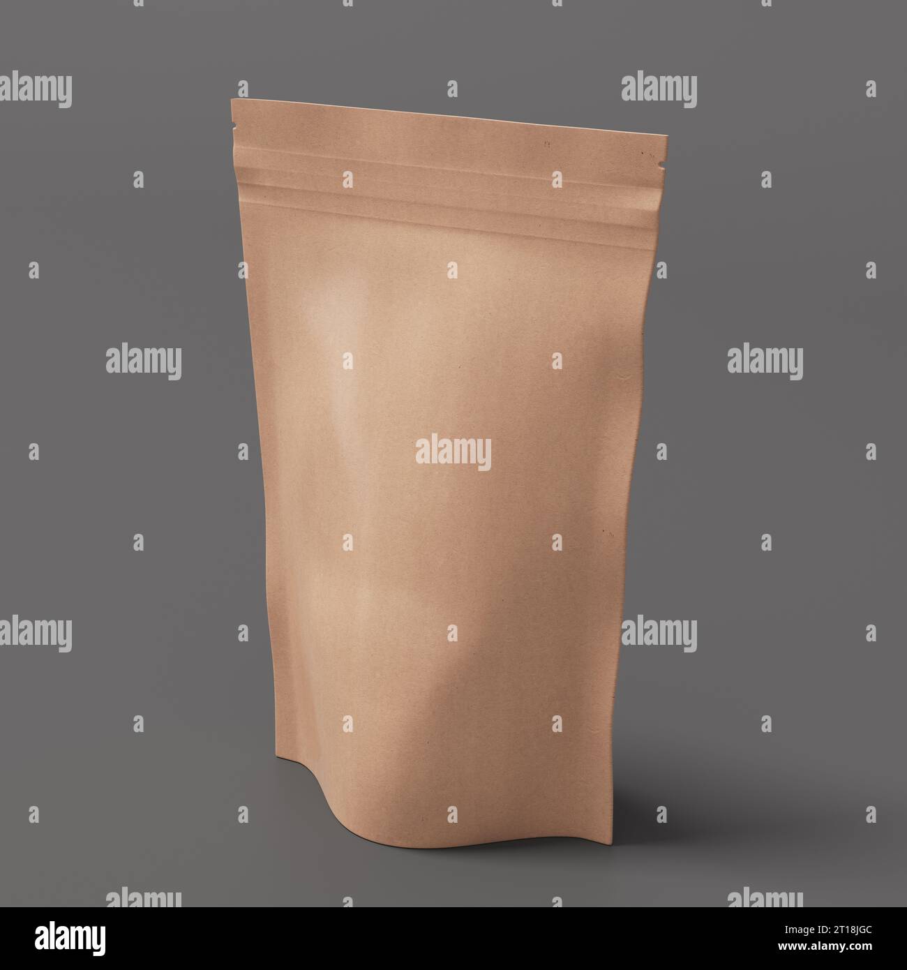 Mock-up di una confezione artigianale per tè, caffè, snack su sfondo grigio. Modello di branding Foto Stock