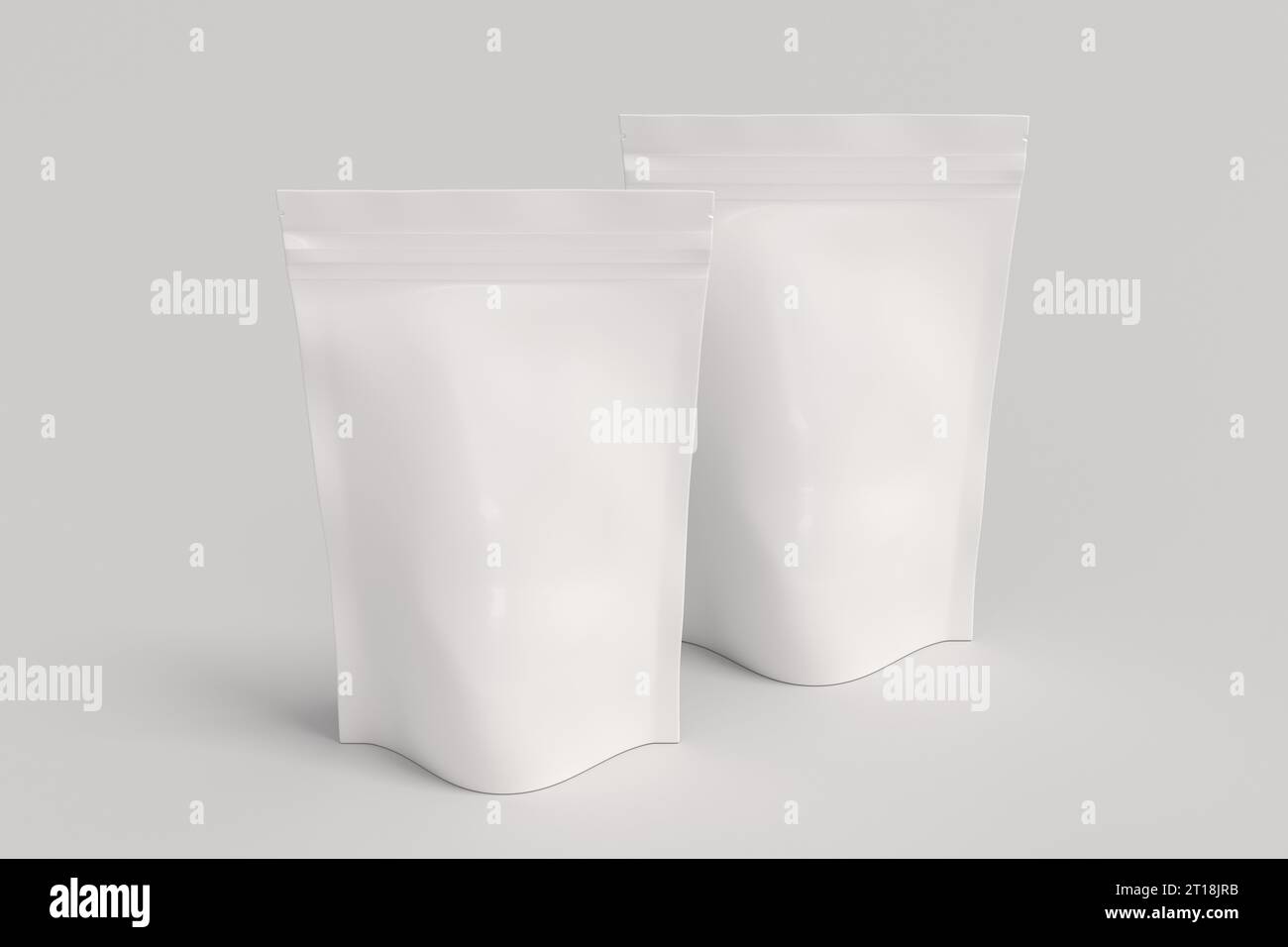 Confezioni bianche mockup per tè, caffè, snack su sfondo bianco. Modello di branding Foto Stock