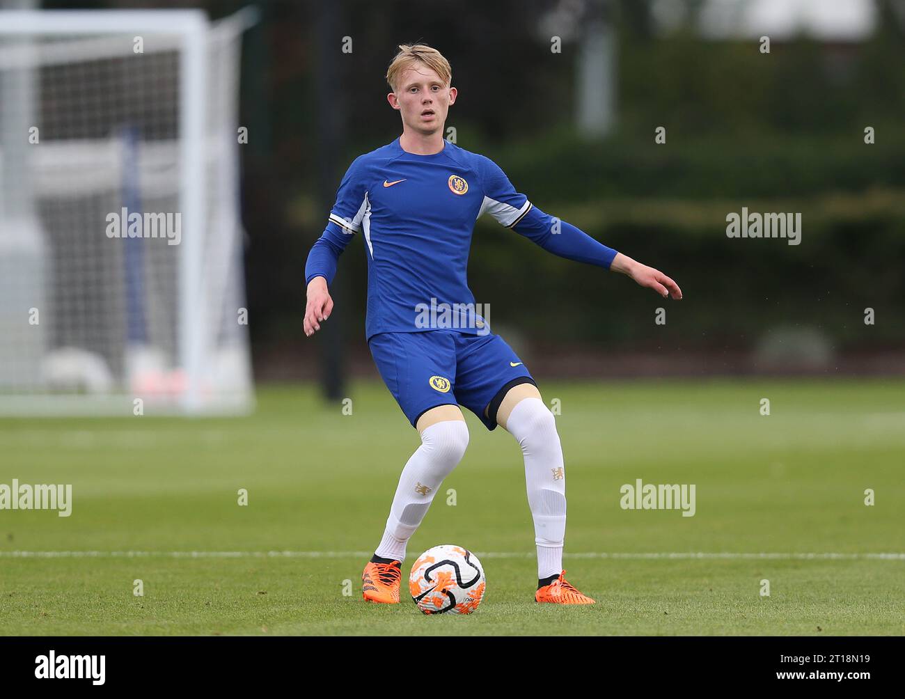 Billy Gee di Chelsea U21. Chelsea U21 contro Brentford B, amichevole pre-stagione, campo di allenamento Chelsea FC Cobham, Surrey. - 1 agosto 2023. Solo per uso editoriale - si applicano le restrizioni DataCo. Foto Stock