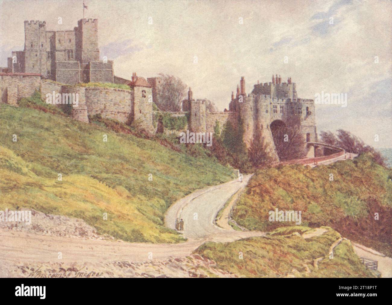 KENT. Dover Castle from Castle Hill, di William Biscombe Gardner stampa del 1907 Foto Stock