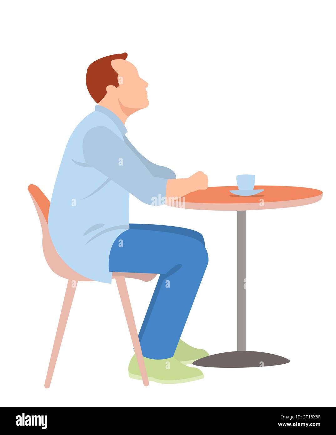 Ritratto di un uomo che beve caffè in una caffetteria all'aperto Foto Stock