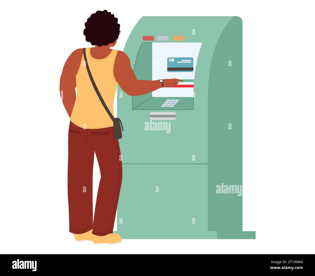 Uomo che utilizza l'illustrazione vettoriale del chiosco di pagamento self-service Illustrazione Vettoriale