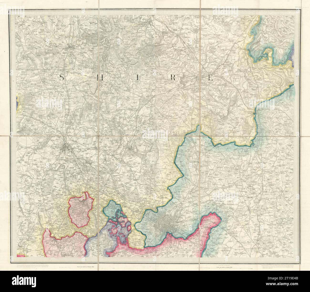 OS #62 Black Country, Birmingham e West Midlands. Cannock Chase Arden 1834 mappa Foto Stock
