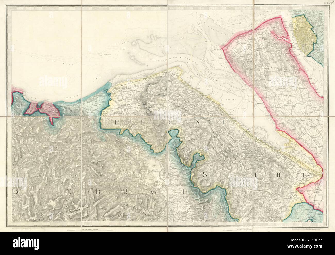 OS #79 Wirral, Deeside, North Wales Coast, Rhos & Clwydian Range. Mappa Rhyl 1840 Foto Stock
