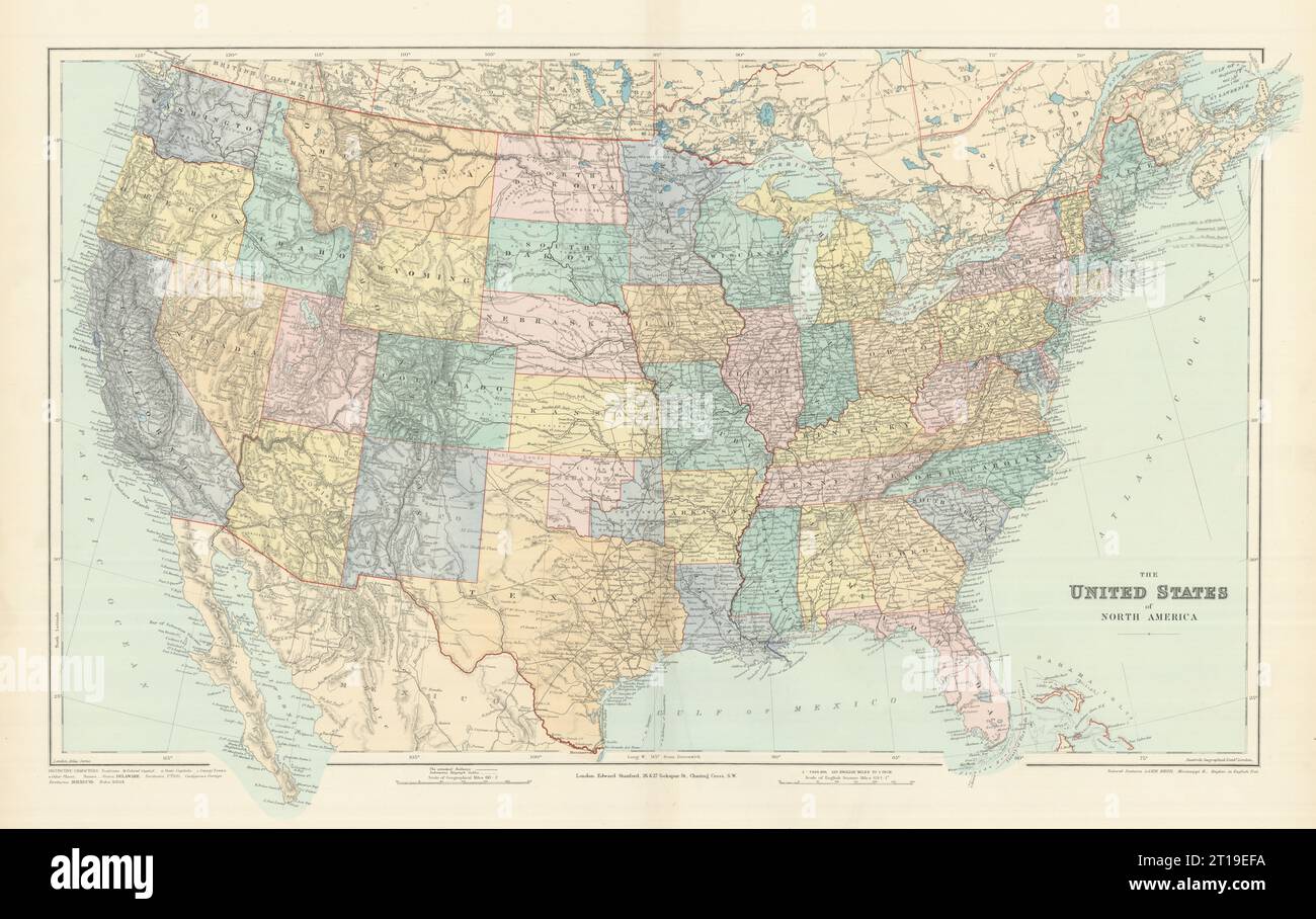 Stati Uniti d'America. North Dakota, stato di Lincoln. Mappa DI STANFORD 1894 Foto Stock