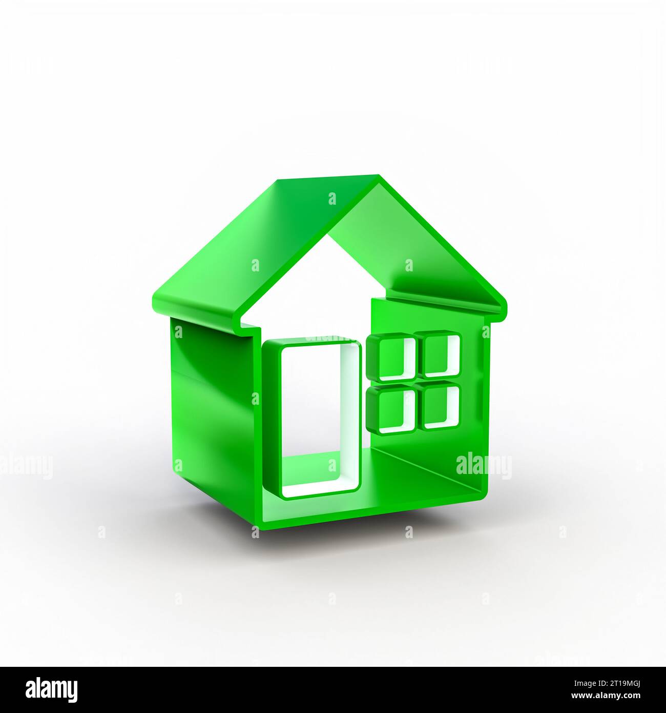 concetto di casa ecosostenibile, rendering 3d su sfondo bianco Foto Stock