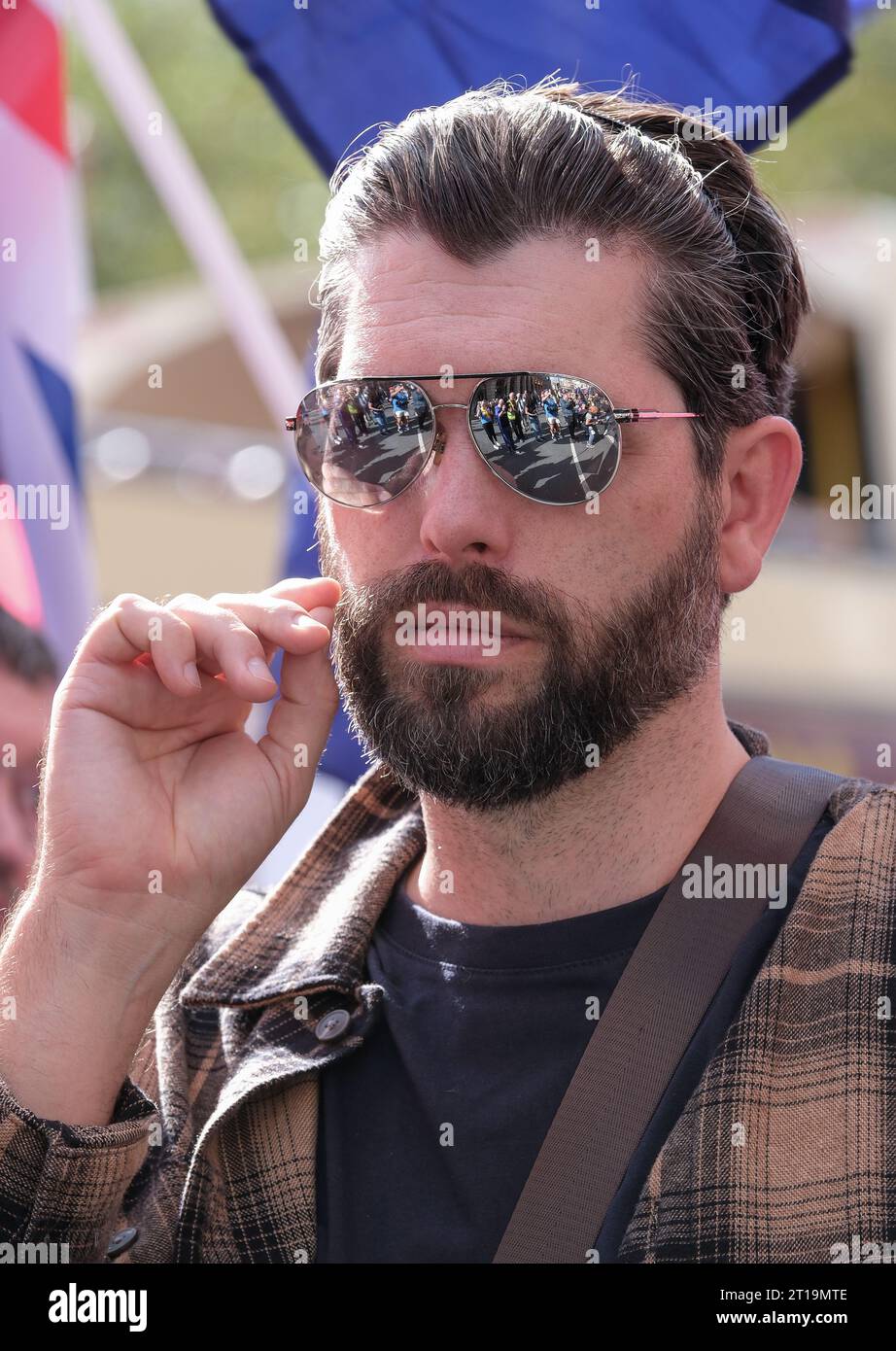 Londra, Regno Unito. 23 settembre 2023. Il sostenitore pro-UE Alex Kerr alla manifestazione anti-Brexit National Rejoin March a Londra, che chiede al Regno Unito di rientrare nell'Unione europea. Foto Stock