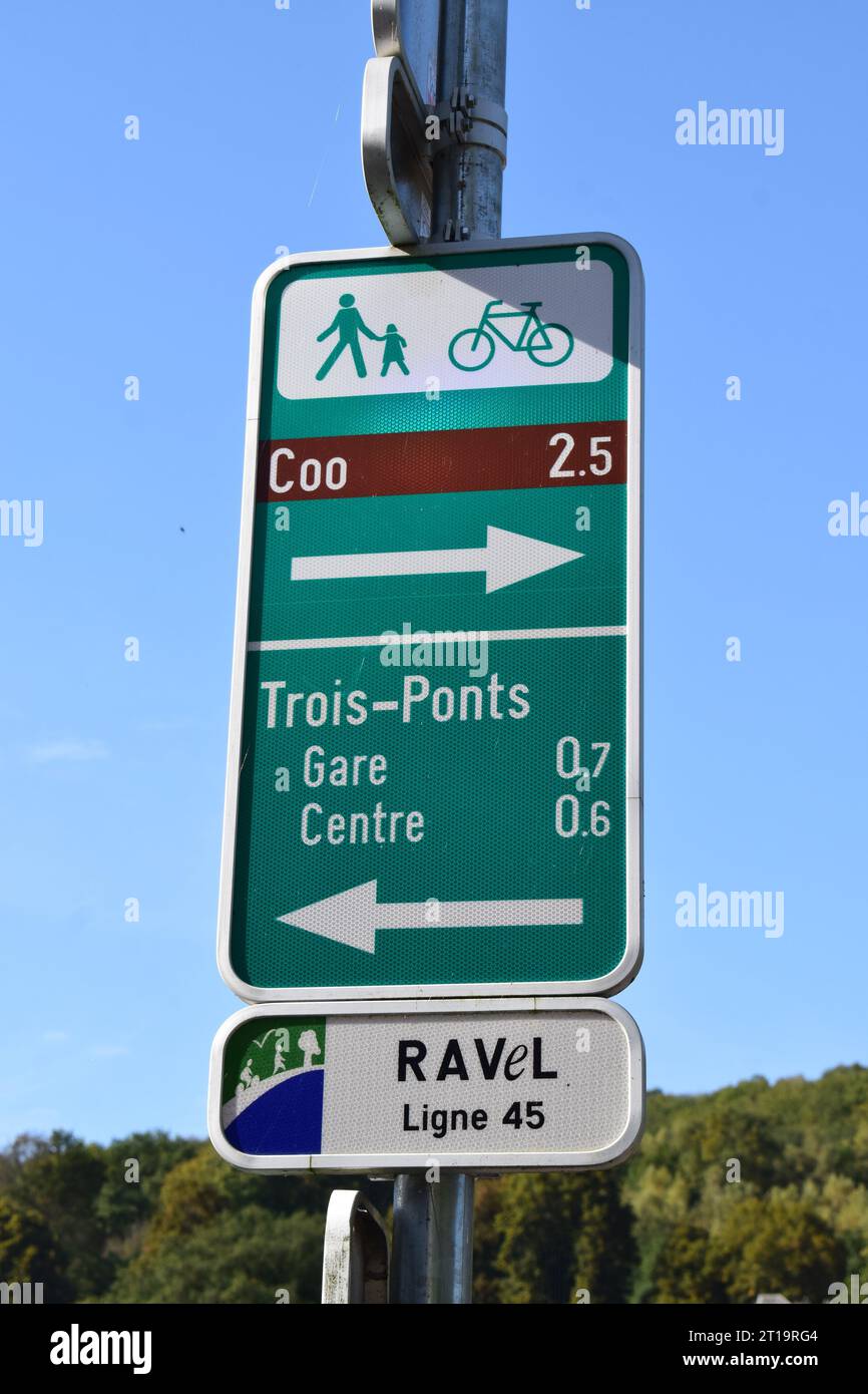 Segnaletica per il percorso ciclabile in Belgio Foto Stock