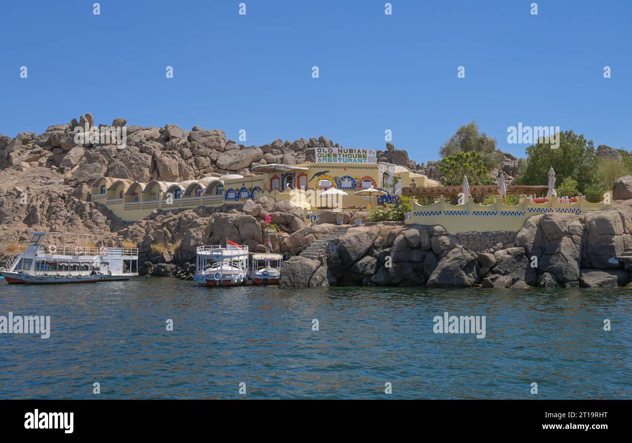 Old Nubian Guesthouse Ristorante, Alter Assuan-Stausee, Assuan, Ägypten Foto Stock