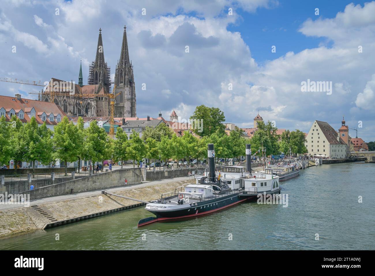 Stadtpanorama, Donau, Regensburg, Bayern, Deutschland Foto Stock