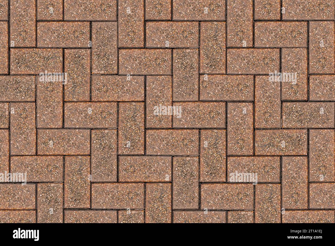 Vista dall'alto di una pietra pavimentata in mattoni rossi Foto Stock