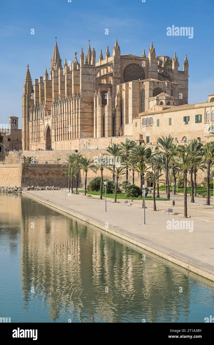 Südostansicht der Kathedrale, Catedral de Palma de Mallorca, Palma, Mallorca, Spanien Foto Stock