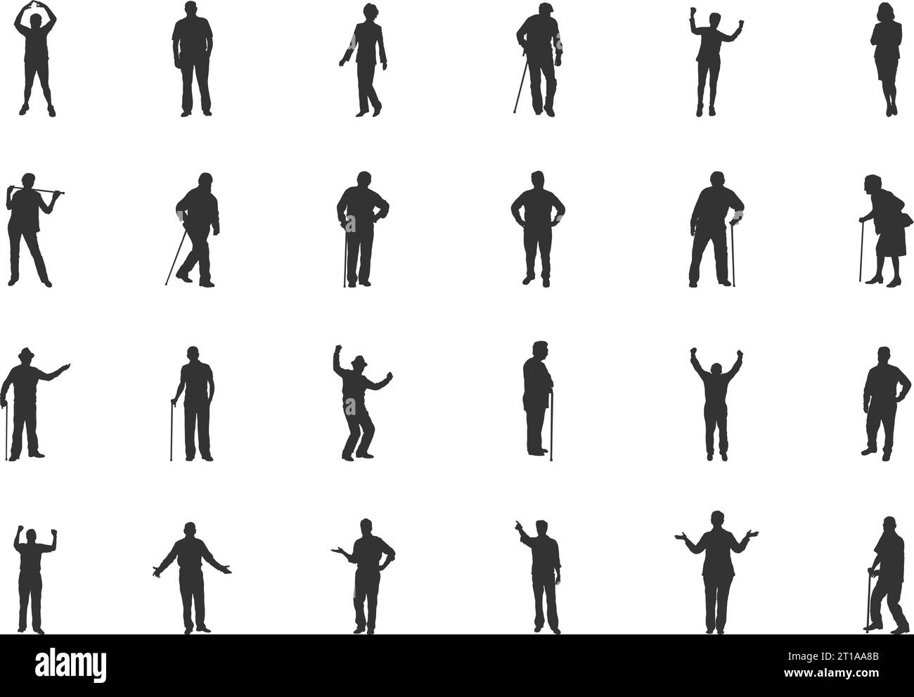 Silhouette per anziani, silhouette per anziani, silhouette per anziani, silhouette per anziani, silhouette per anziani, Vettoriale per anziani, sagome da donna anziana Illustrazione Vettoriale