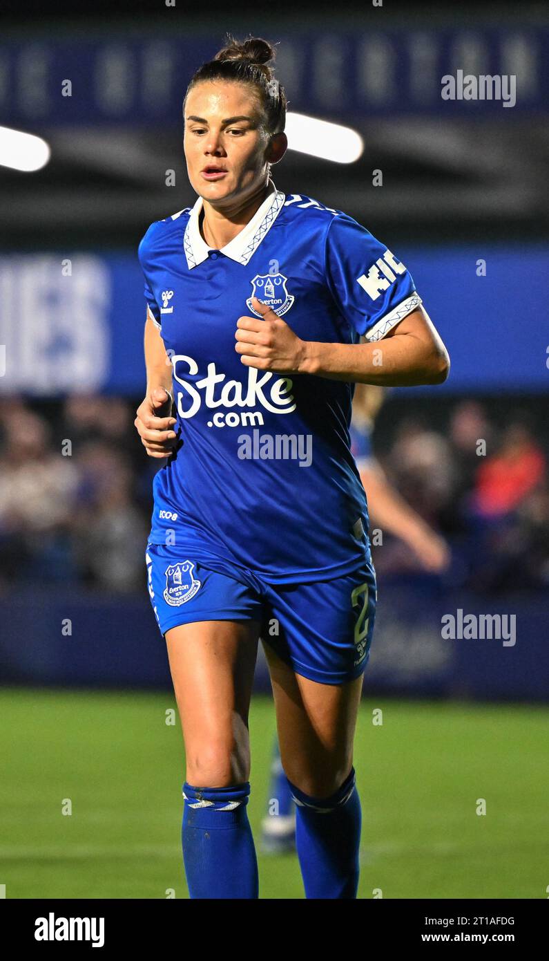 Walton Hall Park, Liverpool, Merseyside, Inghilterra. 11 ottobre 2023. Katrine Veje #2 di Everton Women, durante Everton Women V Manchester City Women nella fa Women's Continental Tyres League Cup Group B. (Credit Image: ©Cody Froggatt/Alamy Live News) Foto Stock