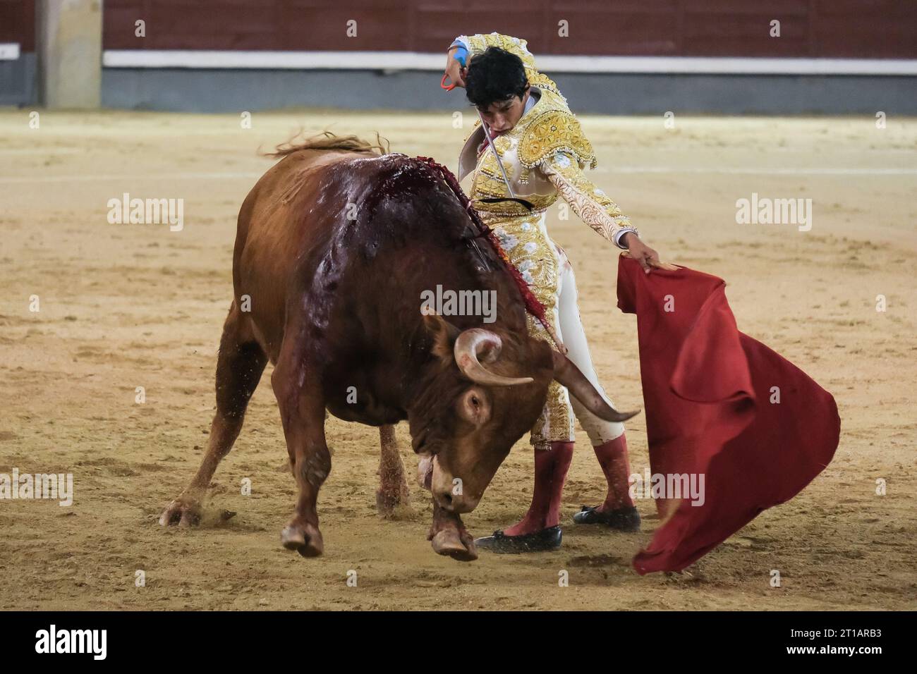 Madrid, Spagna. 12 ottobre 2023. Il bullfighter Isaac Fonseca durante la corrida della feria de otono in Plaza de las Ventas de Madrid, 12 ottobre 2023 Spagna (foto di Oscar Gonzalez/Sipa USA) (foto di Oscar Gonzalez/Sipa USA) credito: SIPA USA/Alamy Live News Foto Stock