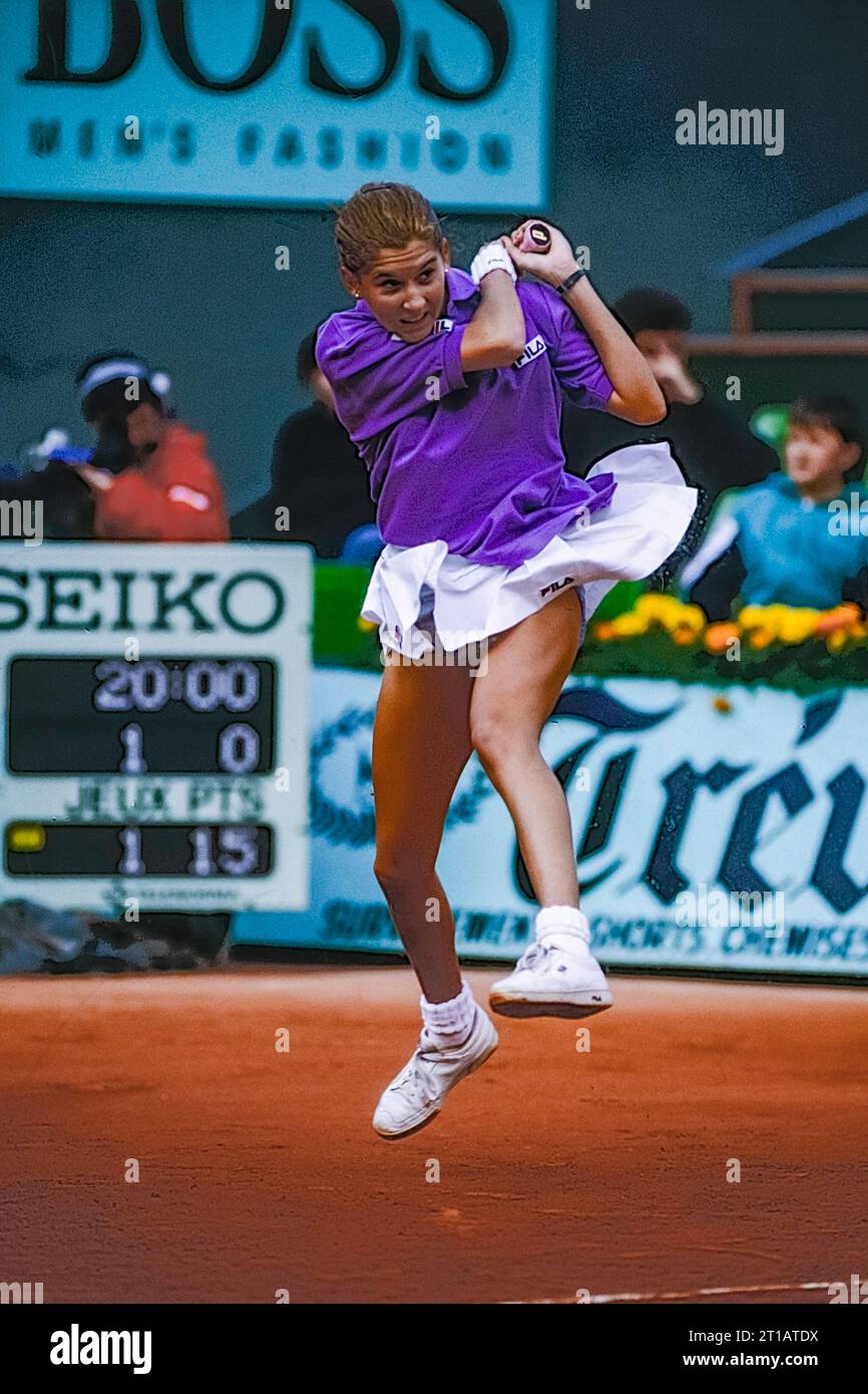 Monica Seles (YUG) al French Open Tennis 1989. Foto Stock