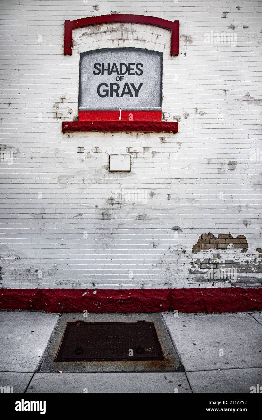 Murale sulla parete laterale del vecchio Sav-on Cafe in Main Street, Boise, Idaho, USA Foto Stock