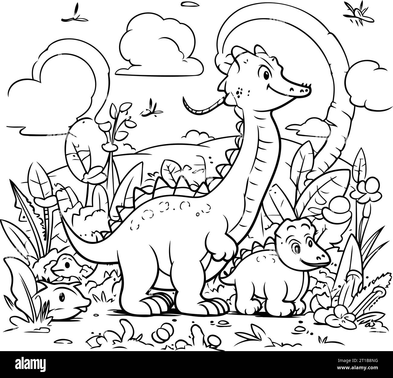 Illustrazione vettoriale della famiglia dei dinosauri. Illustrazione Vettoriale