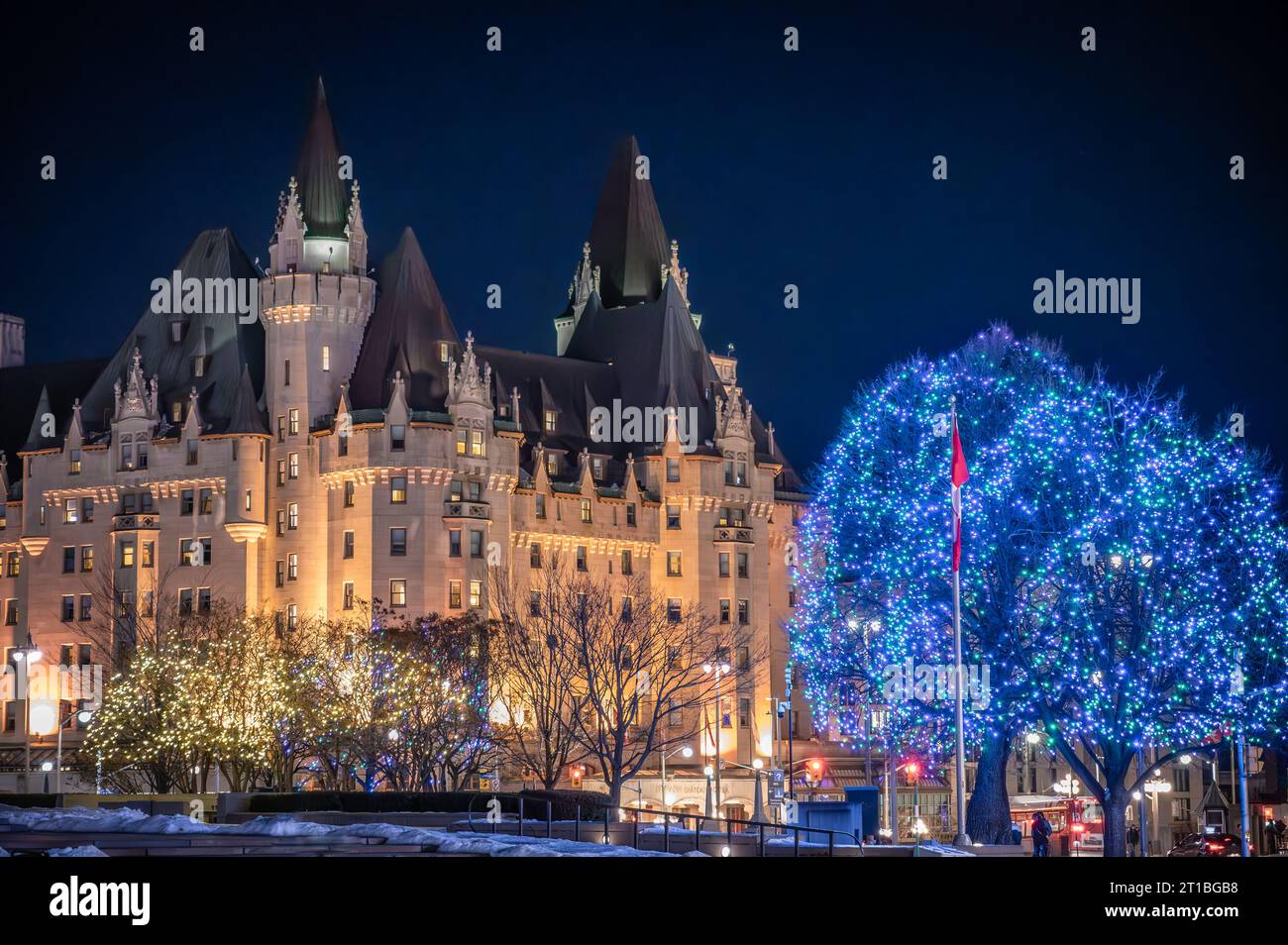 Luci invernali in tutto il Canada, Fairmont Chateau Laurier, Ottawa, Ontario Foto Stock