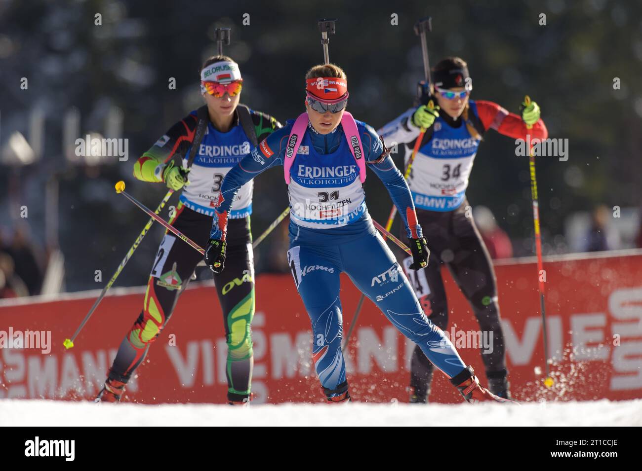 Gabriela Soukalova CZE Aktion Biathlon Welt Cup 10 KM Verfolgung der Frauen a Hochfilzen, Oesterreich AM 14.12.2014 Foto Stock