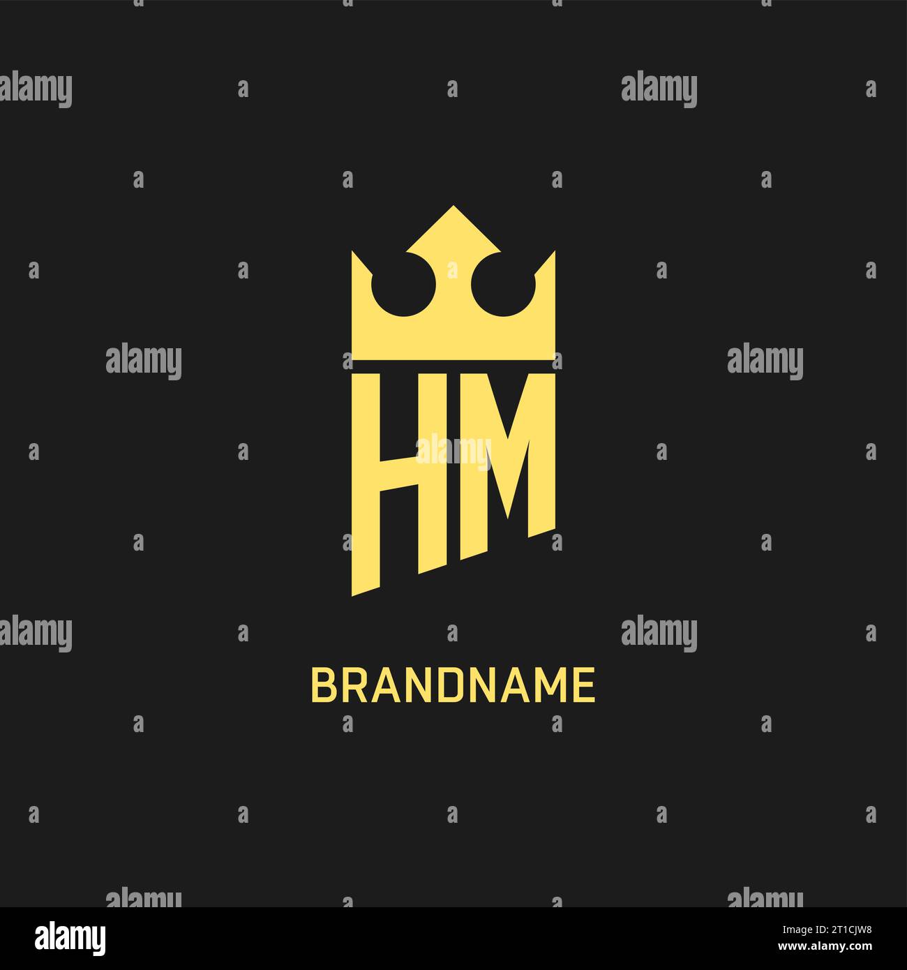 Logo HM monogramma, forma a corona, elegante e lussuoso logo originale con grafica vettoriale Illustrazione Vettoriale