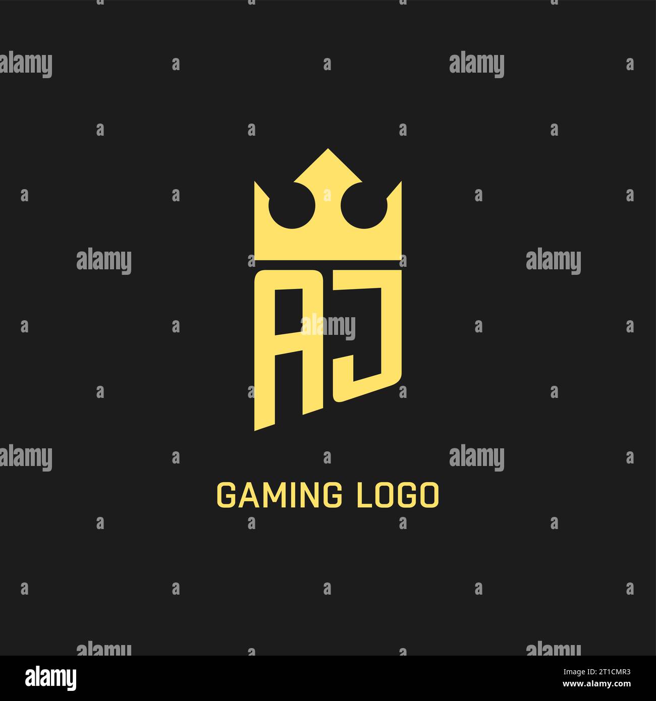 Logo monogramma AJ con scudo a forma di corona, elegante e lussuoso logo iniziale con grafica vettoriale Illustrazione Vettoriale