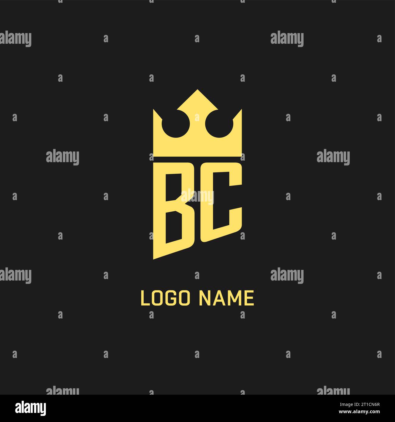 Logo BC monogramma a forma di corona, elegante grafica vettoriale in stile logo iniziale Illustrazione Vettoriale