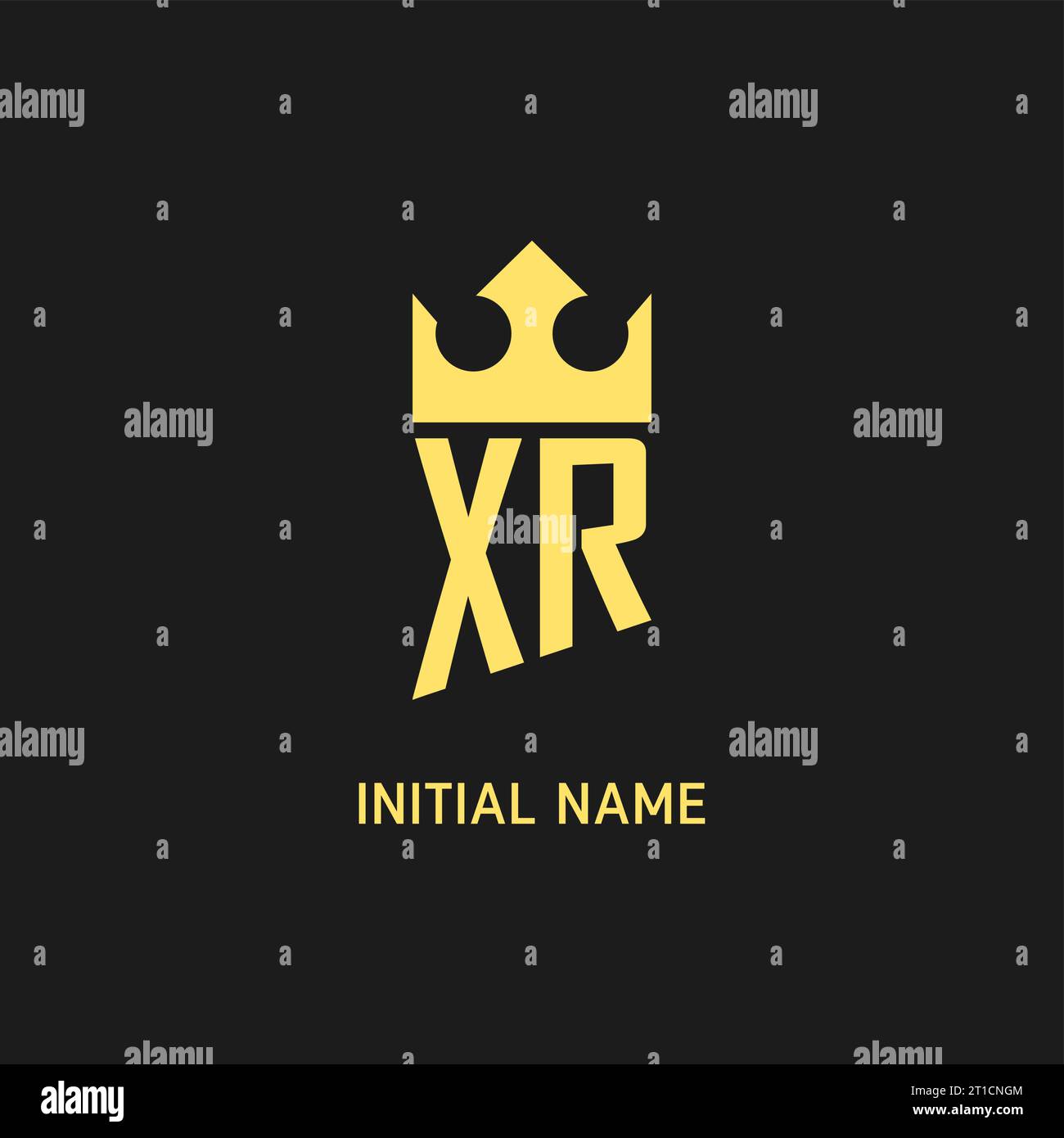 Logo monogramma XR con scudo a forma di corona, elegante e lussuoso logo iniziale con grafica vettoriale Illustrazione Vettoriale