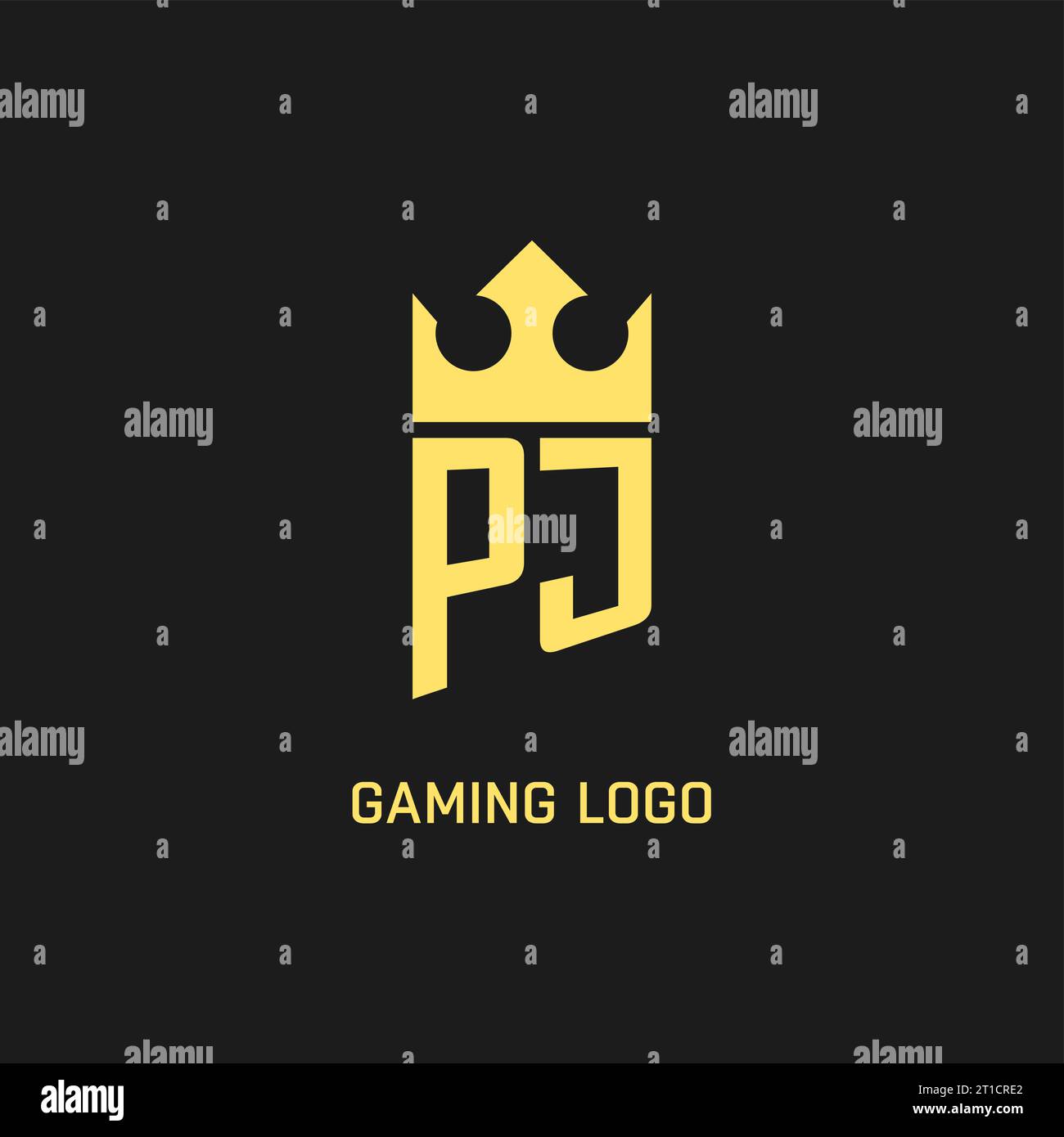 Logo PJ monogramma con scudo a forma di corona, elegante grafica vettoriale in stile logo iniziale Illustrazione Vettoriale