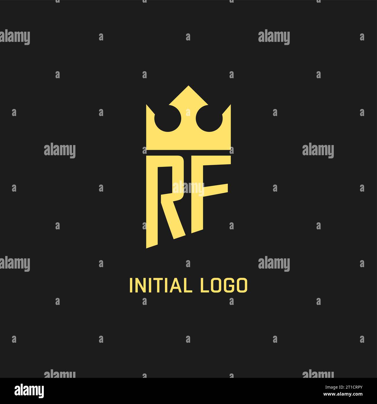 Logo RF monogramma a forma di corona, elegante grafica vettoriale stile logo iniziale Illustrazione Vettoriale