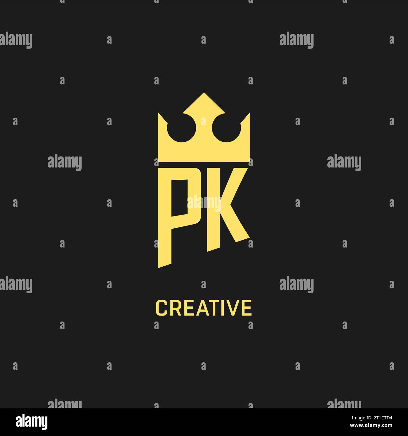 Logo monogramma PK a forma di corona, elegante ed elegante grafica vettoriale con logo iniziale Illustrazione Vettoriale