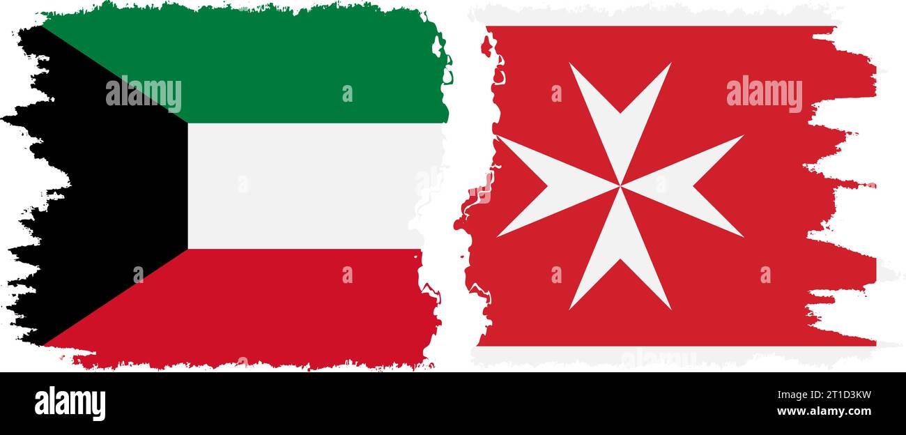 Malta e Kuwait grunge flag connessione, vettore Illustrazione Vettoriale