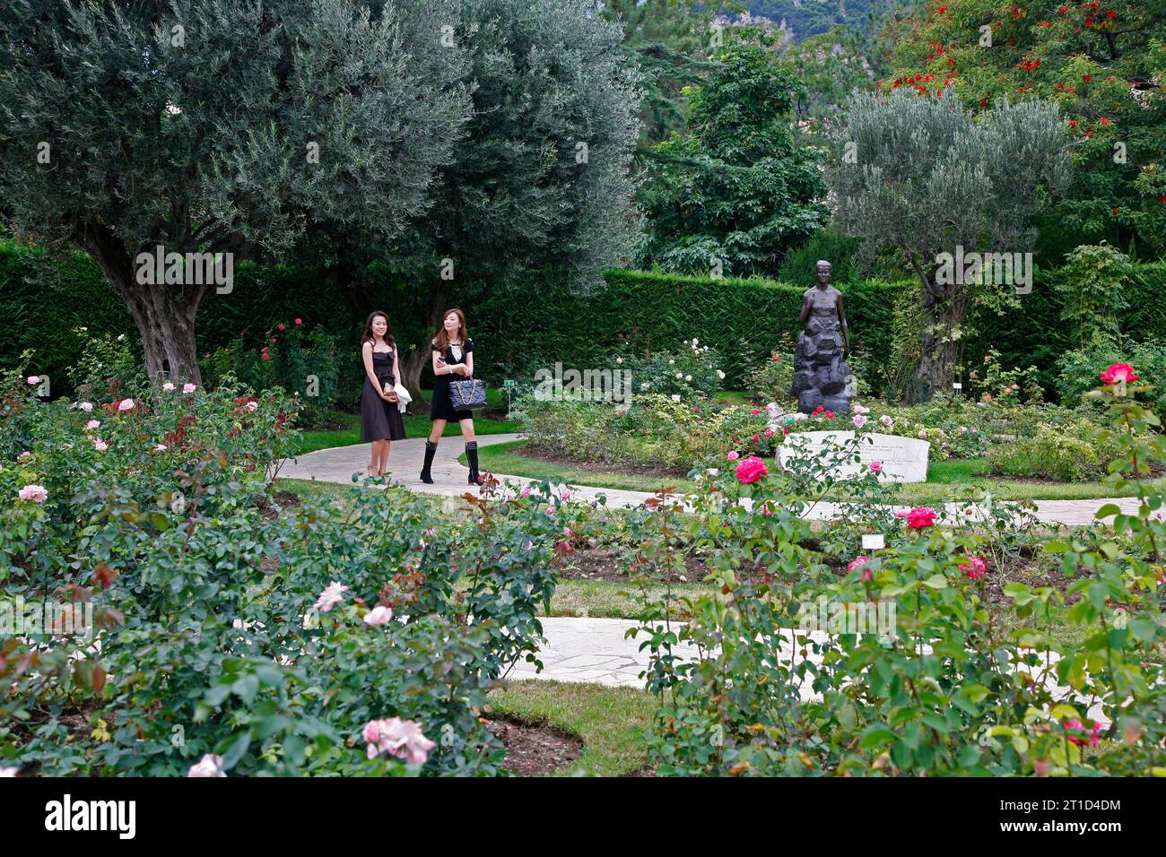 Roseraie Princesse Grace, roseto dedicato alla Principessa Grace, Fonvielle, Monaco. Foto Stock