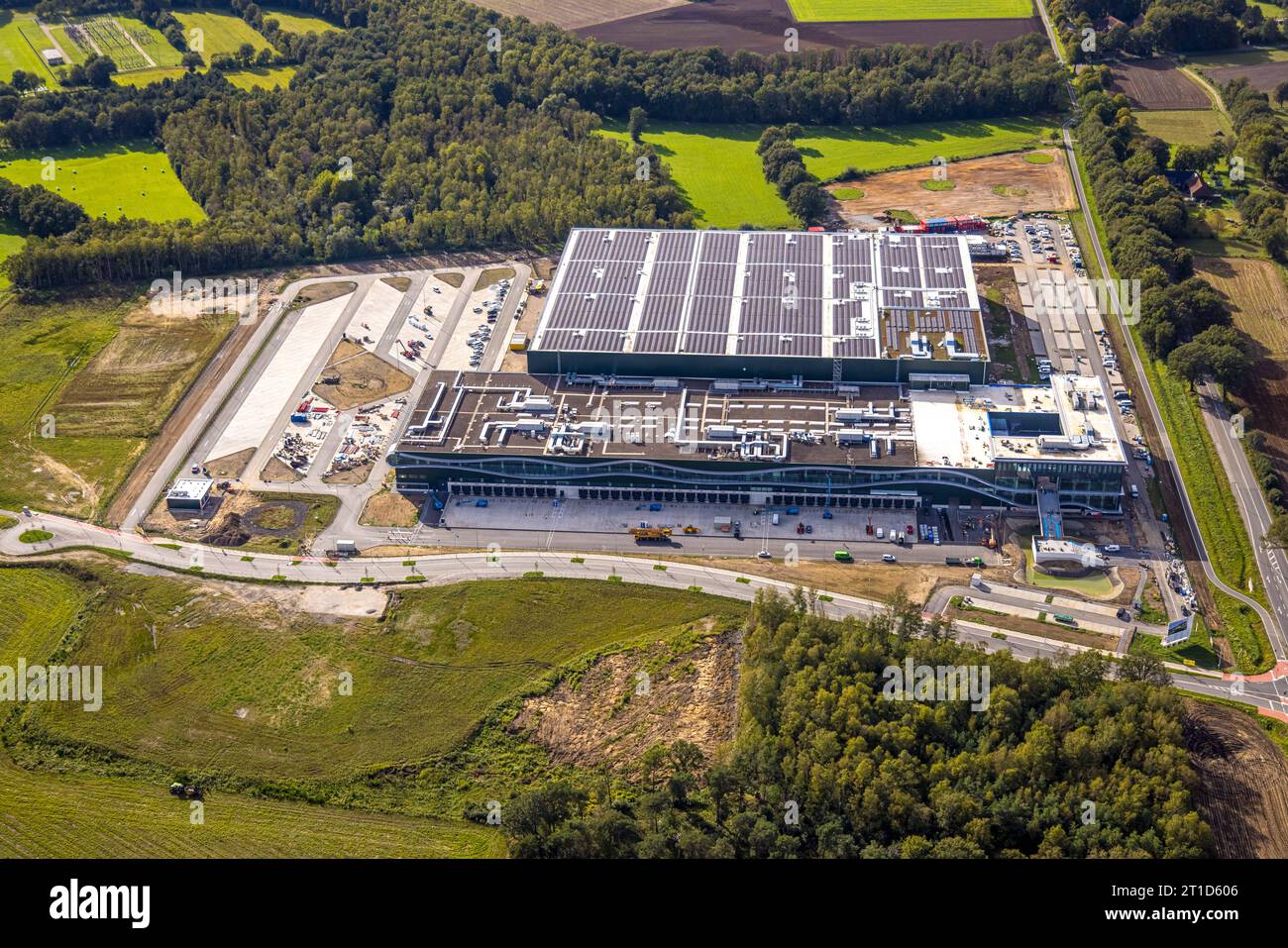 Luftbild, Industriepark Große Heide, ehem. Schachtanlage Wulfen 1/2 der Zeche Fürst Leopold, Barkenberg, Dorsten, Ruhrgebiet, Nordrhein-Westfalen, Deutschland ACHTUNGxMINDESTHONORARx60xEURO *** Aerial view, Große Heide Industrial Park, ex Wulfen 1 2 della miniera di Fürst Leopold, Barkenberg, Dorsten, Ruhr area, Renania settentrionale-Vestfalia, Germania ATTENTIONxMINESTHONORARx60xEURO Foto Stock