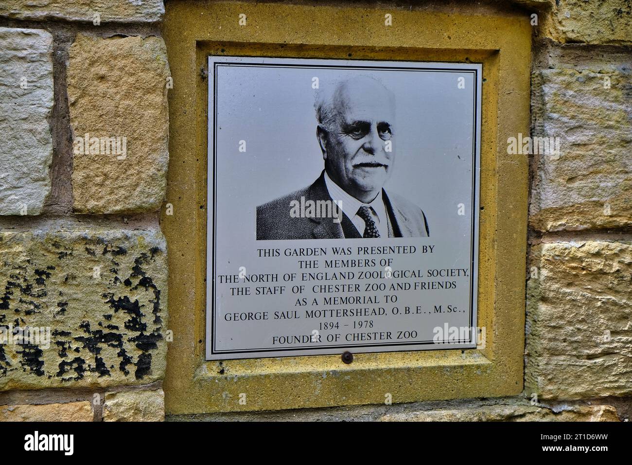Targa in memoria di George Motterhead, fondatore di Chester zii, Regno Unito. Foto Stock