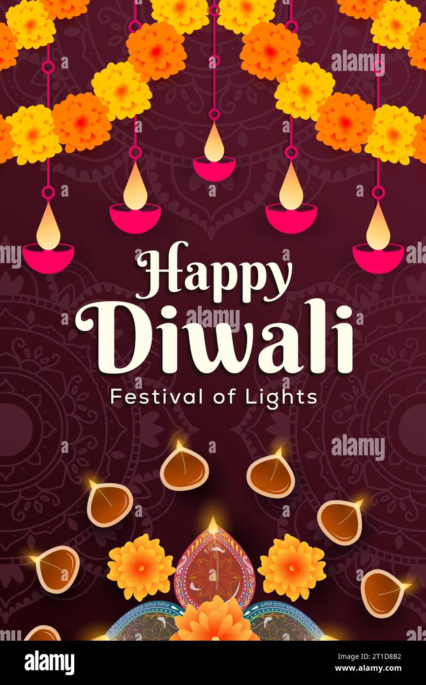 illustrazione banner verticale gradient happy diwali Illustrazione Vettoriale