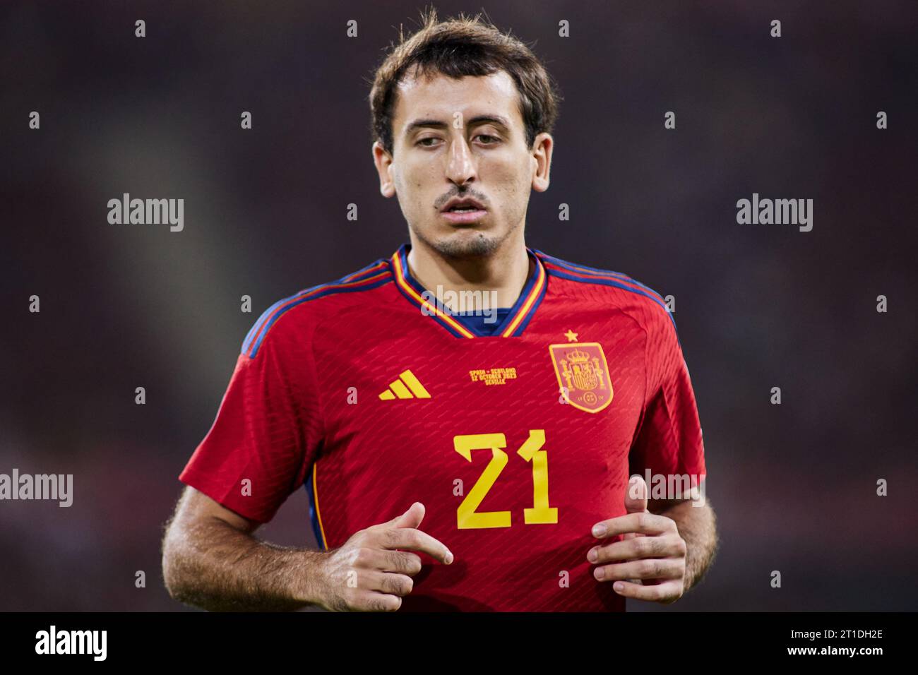 Mikel Oyarzabal di Spagna durante la UEFA EURO 2024, partita di calcio del gruppo A tra Spagna e Scozia il 12 ottobre 2023 allo stadio la Cartuja di Siviglia, in Spagna Foto Stock