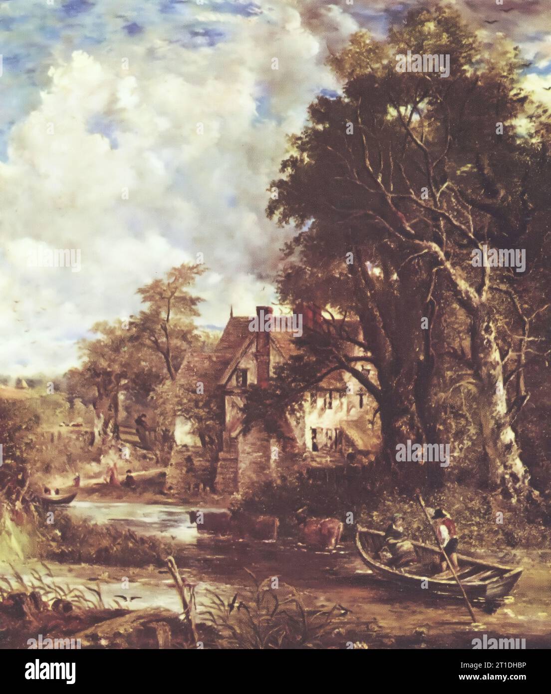 La Valley Farm, 1835. Di John Constable (1776-1837). Questo lavoro mostra una vista della casa di Willy Lott a Flatford dal fiume Stour, East Bergholt, Suffolk, Inghilterra. L'edificio è in primo piano in altre opere di Constable, tra cui il Mill Stream e il Hay Wain. Foto Stock