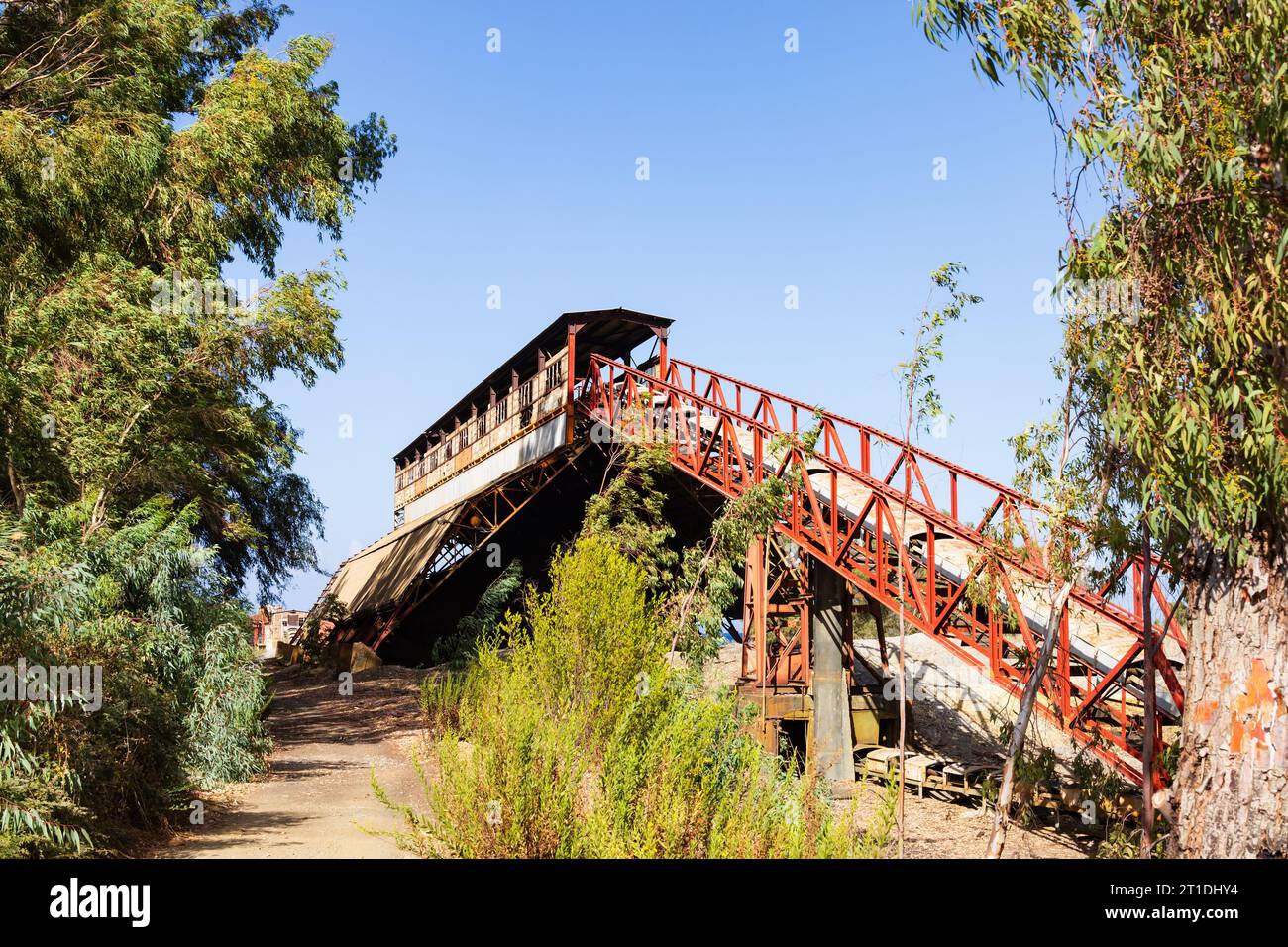 Sistema di trasporto Maden Yukleme iskelesi per il carico di rame sulle navi in acque profonde. Posseduta dalla Cyprus Mining Corporation di Guzelyurt, Soloi, Morfou, Foto Stock