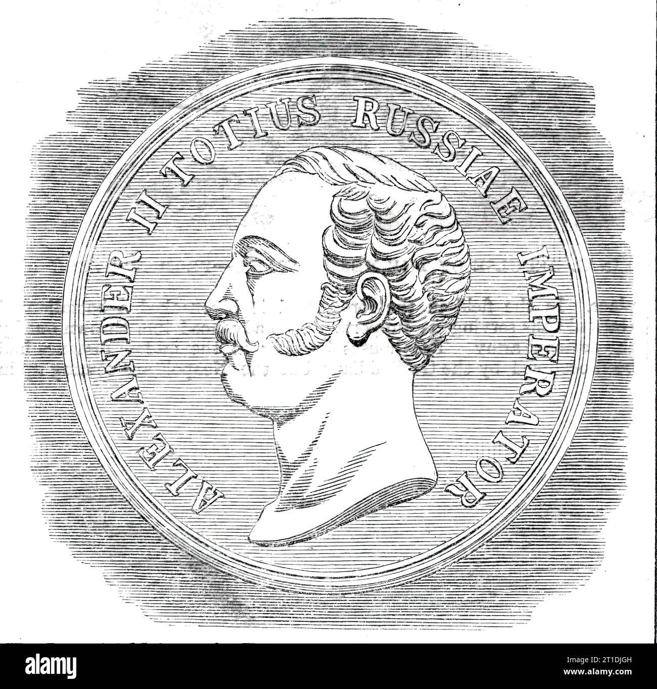 Medaglia d'oro al merito russa, 1860. "Sua Maestà Imperiale l'Imperatore di Russia ha conferito al signor Charles Frodsham dello Strand, Londra, la Grand Gold Medal of Merit (del peso di 32 sovrani), a testimonianza dei servizi che ha reso alla Russia con la fornitura di molti cronometri accurati che hanno facilitato e contribuito così tanto al successo della grande indagine russa. Il signor Frodsham possiede, tra le altre medaglie di merito, la Grand Gold Medal of Honour, conferitogli dall'Imperatore dei francesi per la superiorità dei suoi produttori. L'orologo britannico Charles Frodsham Foto Stock