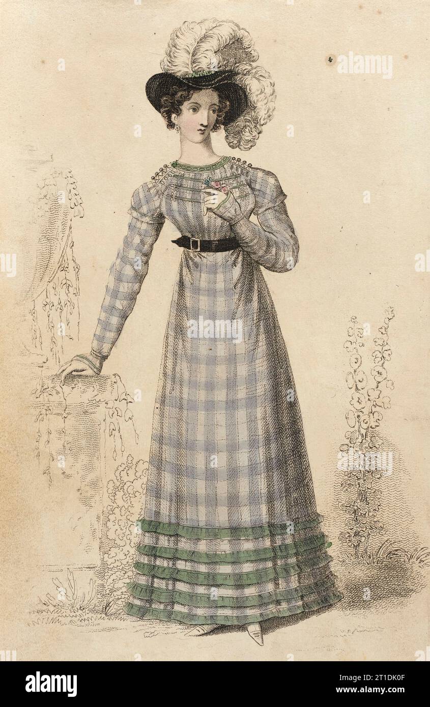 Fashion Plate (abito da passeggio), 1822. Foto Stock