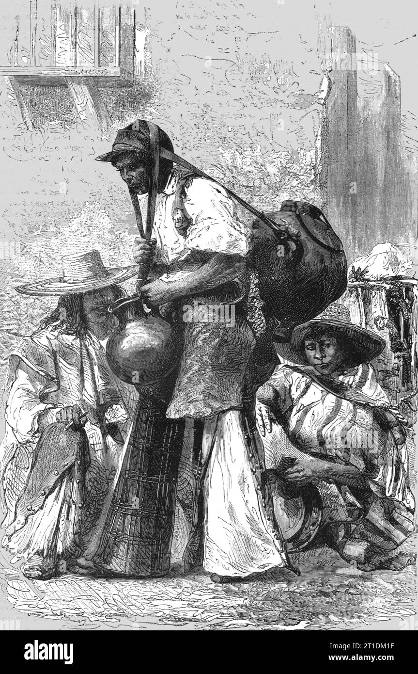 "Mexican Water-Carrier (Aguador); A Zigzag Journey through Mexico", 1875. Da "Illustrated Travels" di H.W. Bates. [Cassell, Petter e Galpin, c1880, Londra] e Galpin. Foto Stock