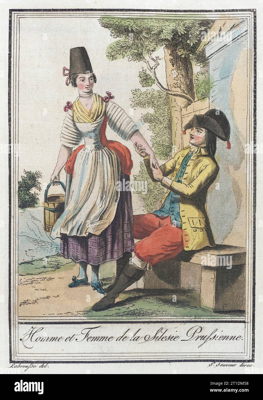Costumes de Diff&#xe9;Rents pays, 'Homme et Femme de la Silesie Prussienne', c1797. Foto Stock
