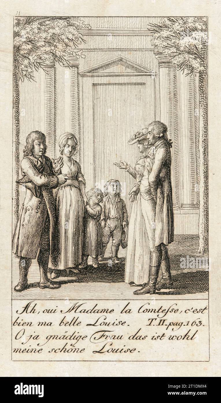Illustrazione per 'Caroline of Lichtfield', 1786.romanzo melodrammatico del XVIII secolo più venduto internazionale tradotto dal francese. Foto Stock