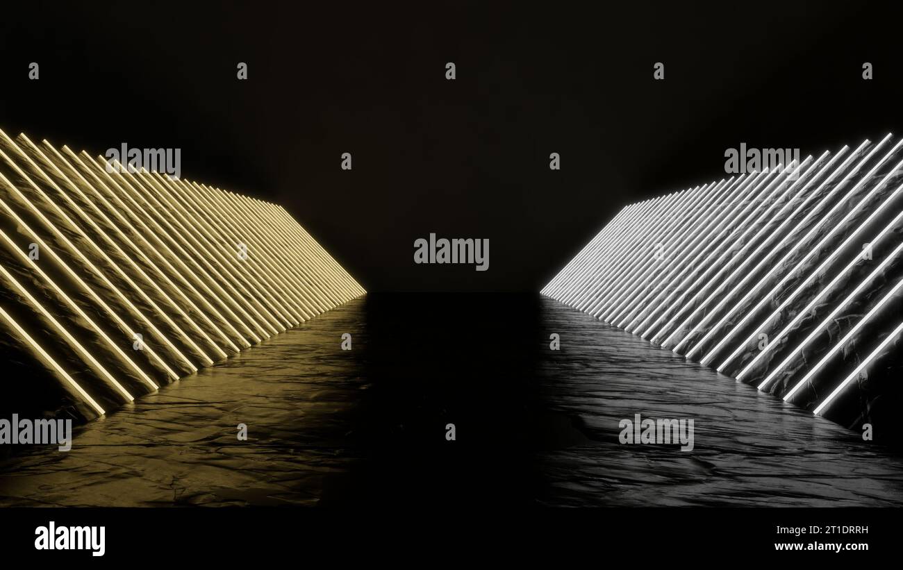 Sfondo linea astratta con colore neon. Rappresentazione 3D dell'illustrazione Foto Stock