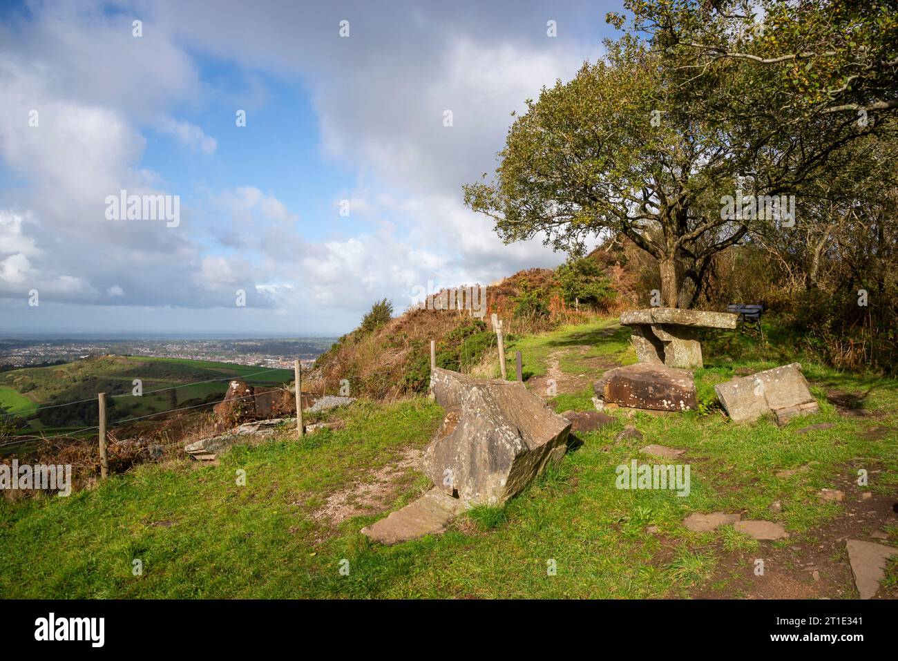 Uno dei punti panoramici del Teggs Nose Country Park vicino a Macclesfield, Cheshire, Inghilterra. Foto Stock