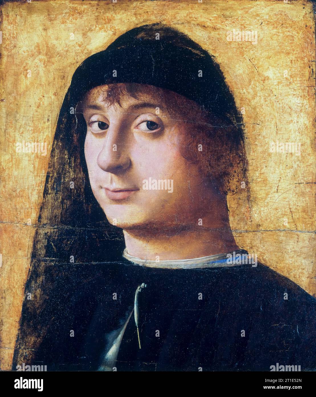 Antonello da Messina, Ritratto di un giovane gentiluomo, dipinto ad olio su tavola, 1470-1474 Foto Stock