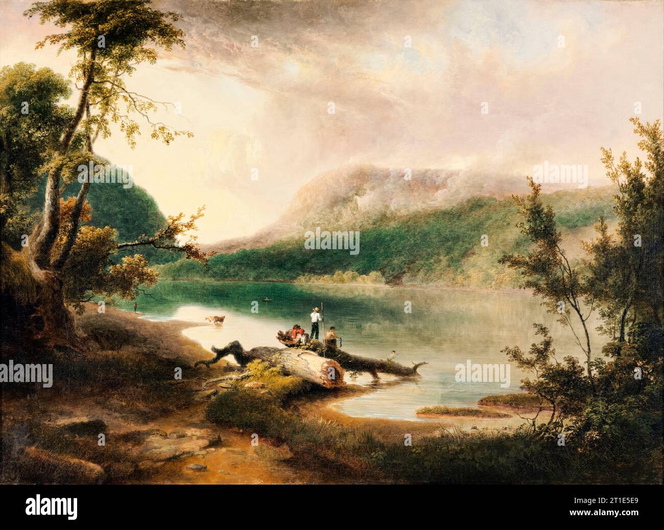 Thomas Doughty, Delaware Water Gap, pittura paesaggistica ad olio su tela, 1827 Foto Stock